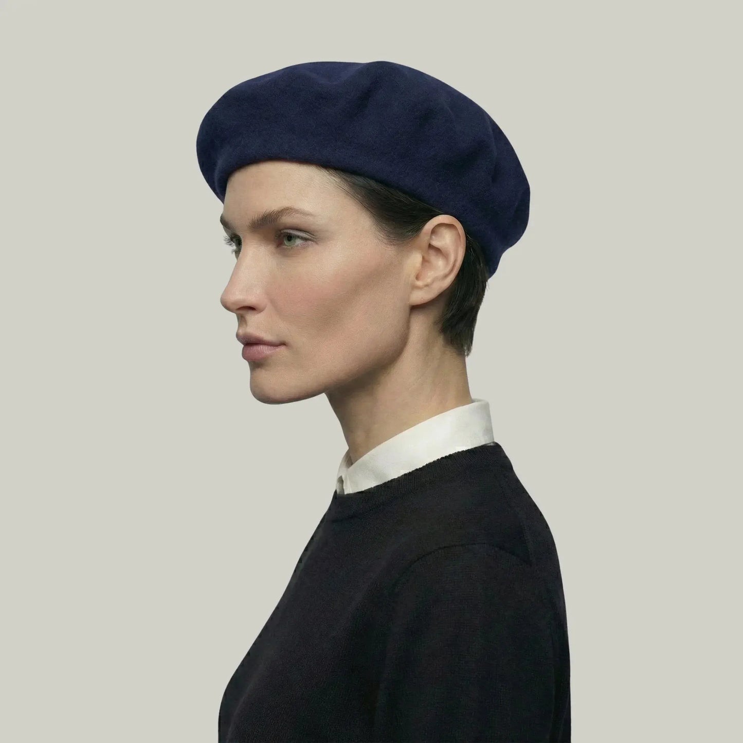 Béret Basque Femme Laine Bleu Marine Uni Classique Maison Shelby