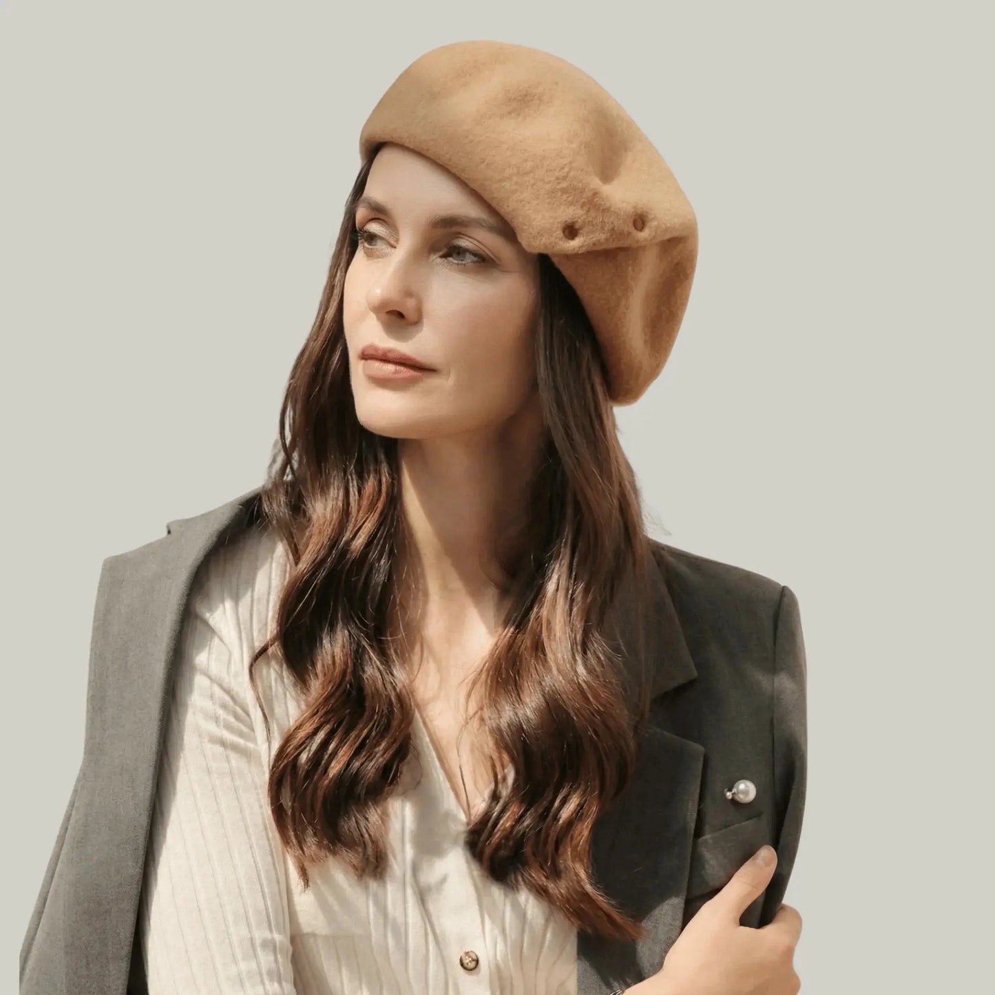 Béret Basque Femme Laine Camel Doré Chic Maison Shelby