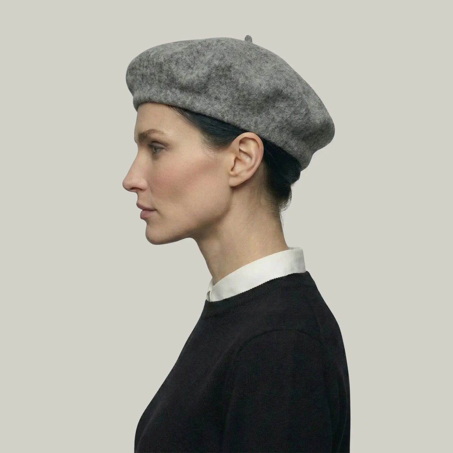 Béret Basque Femme Laine Gris Chiné Souple Maison Shelby