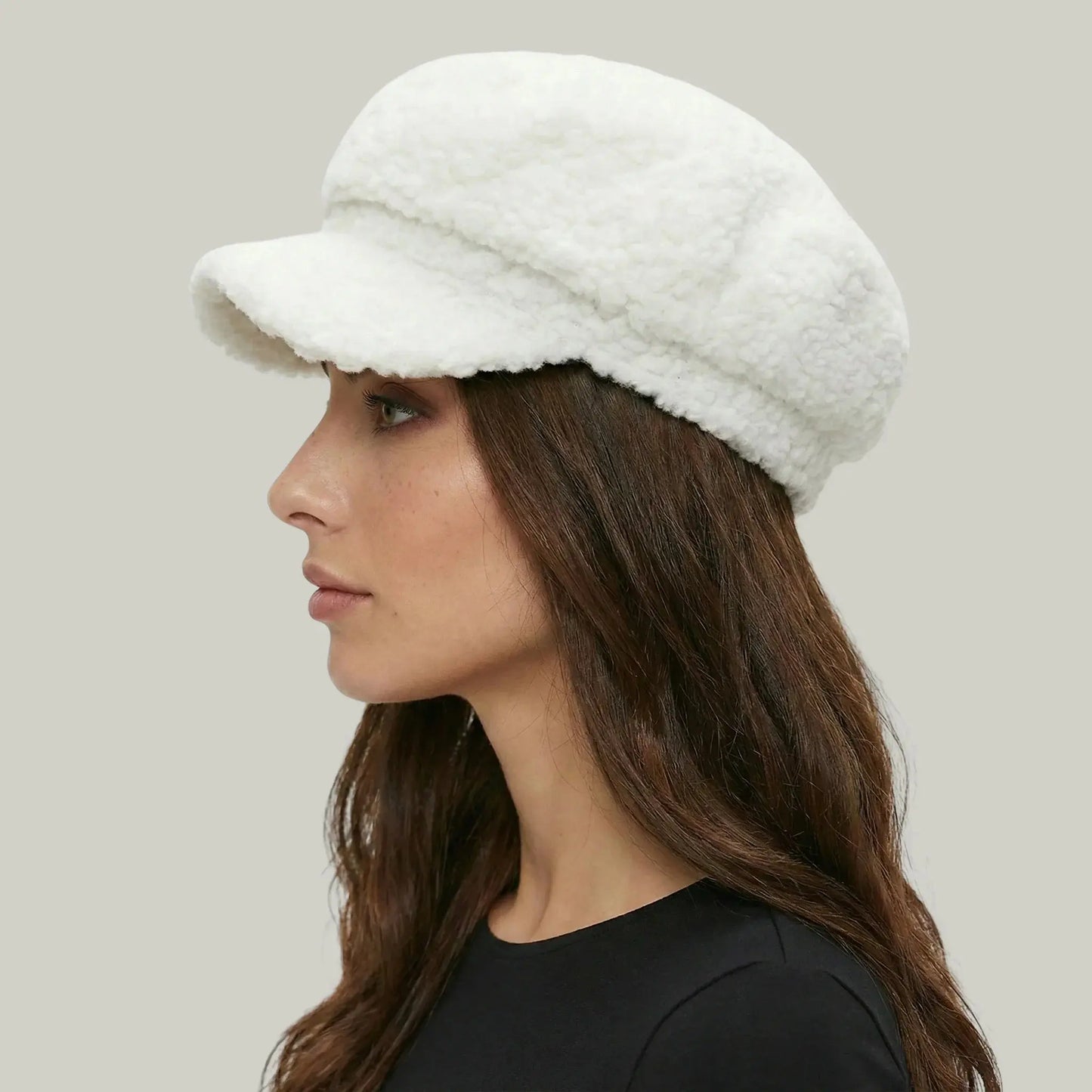 Béret Gavroche Femme Sherpa Blanc Crème Moelleux Maison Shelby