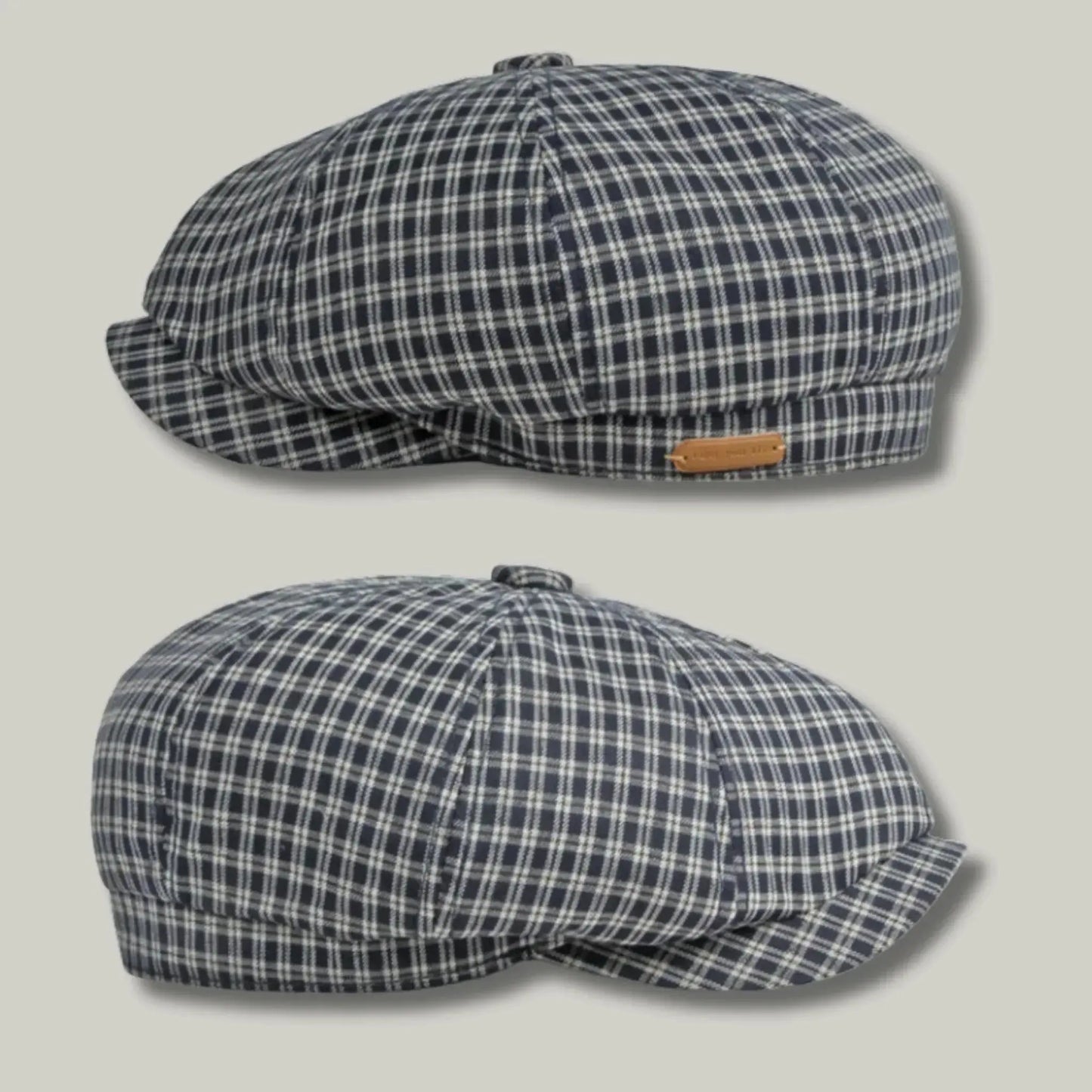 Béret Gavroche Homme Carreaux Beige et Vert Maison Shelby