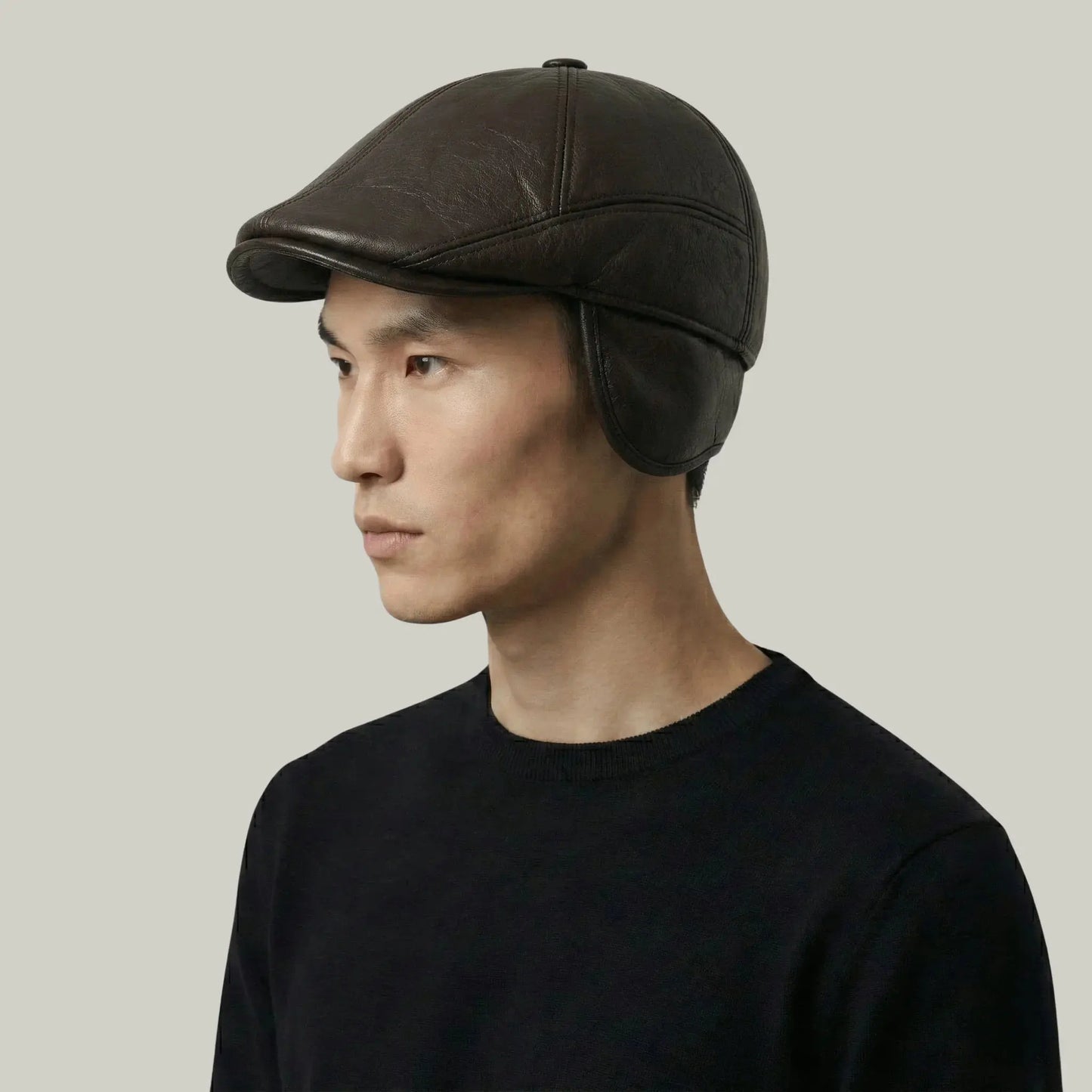 Béret Homme Marron Cuir – Cache-Oreilles Intégré Hiver Maison Shelby