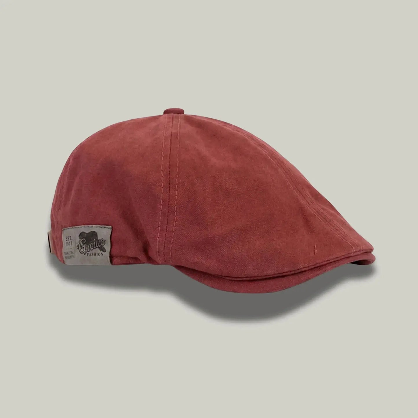 Béret Homme Terracotta – Patch Cuir Vintage Délavé Maison Shelby