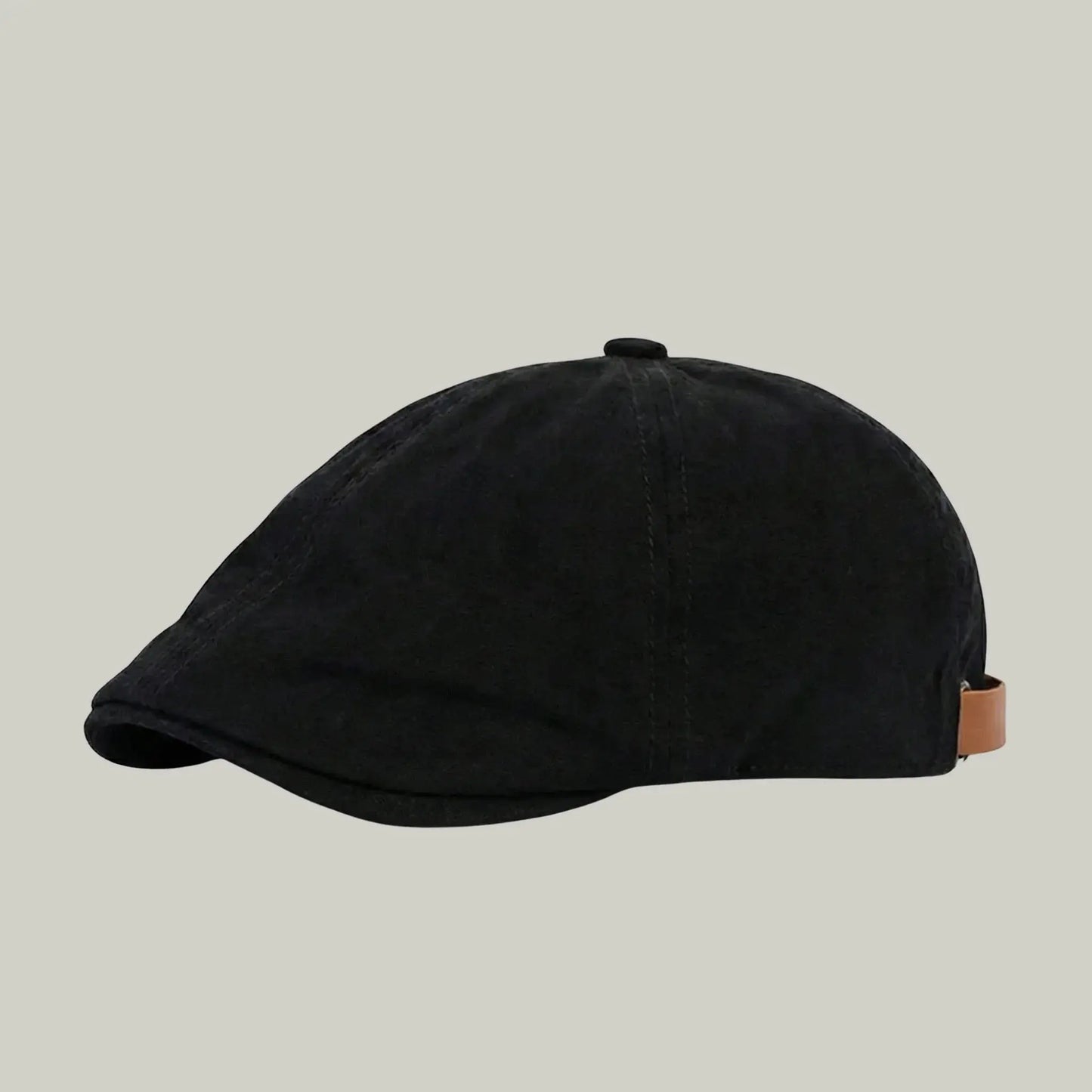 Béret Noir Homme Femme – Patch Cuir & Sangle Camel Maison Shelby