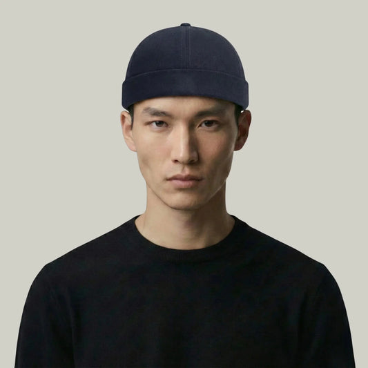 Bonnet Docker Bleu Marine Broderie Croix Homme Femme – Réglable Maison Shelby