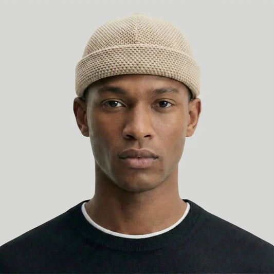 Bonnet Docker Maille Tricot Beige Homme Femme – Style Estival Maison Shelby