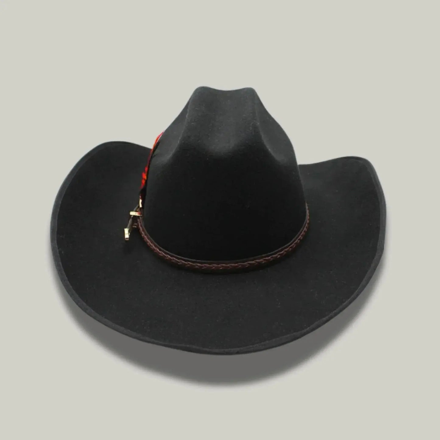 Chapeau Cowboy Blanc Mixte Feutre Plume Rouge et Noire Maison Shelby