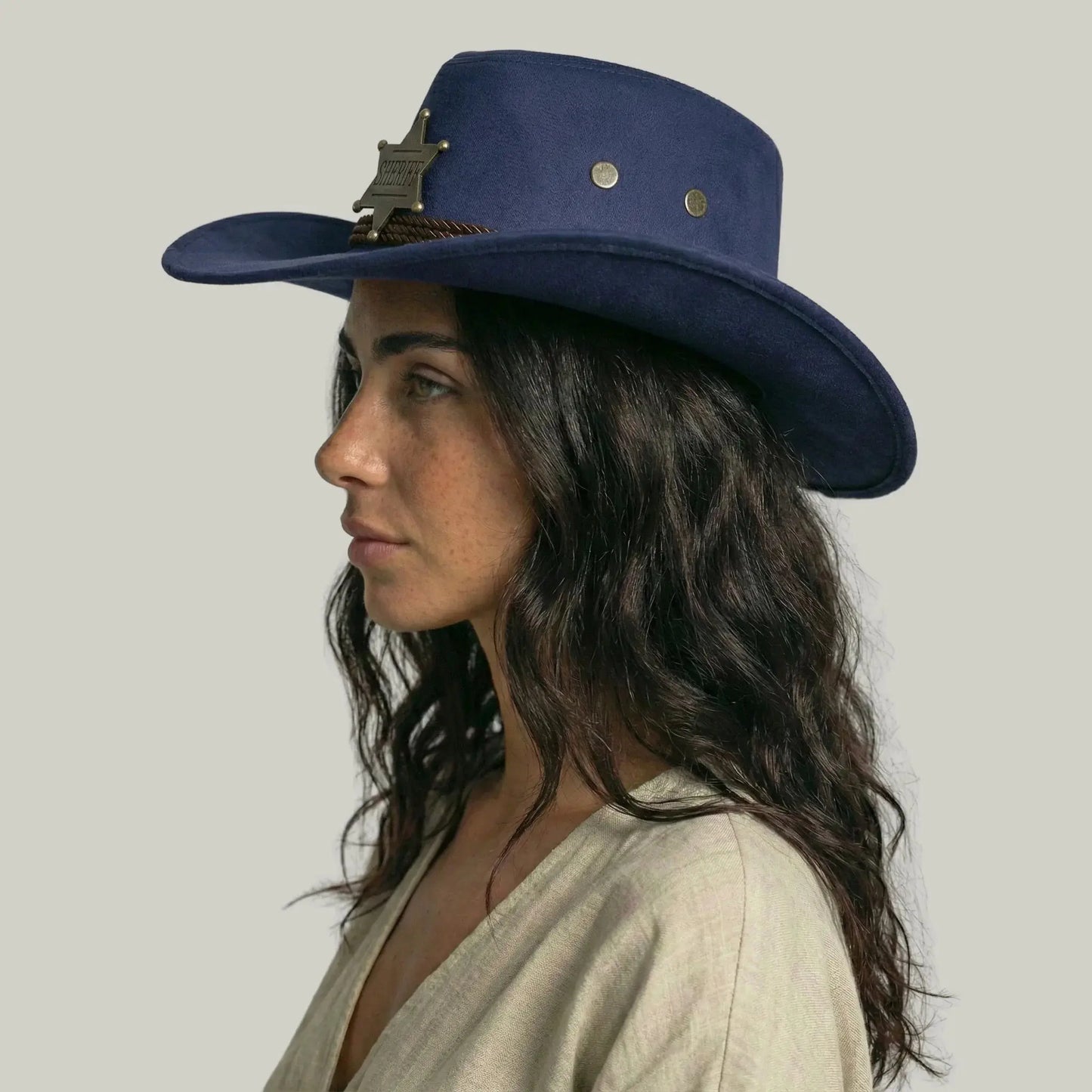 Chapeau Cowboy Bleu Marine Femme Feutre Étoile Shérif Maison Shelby