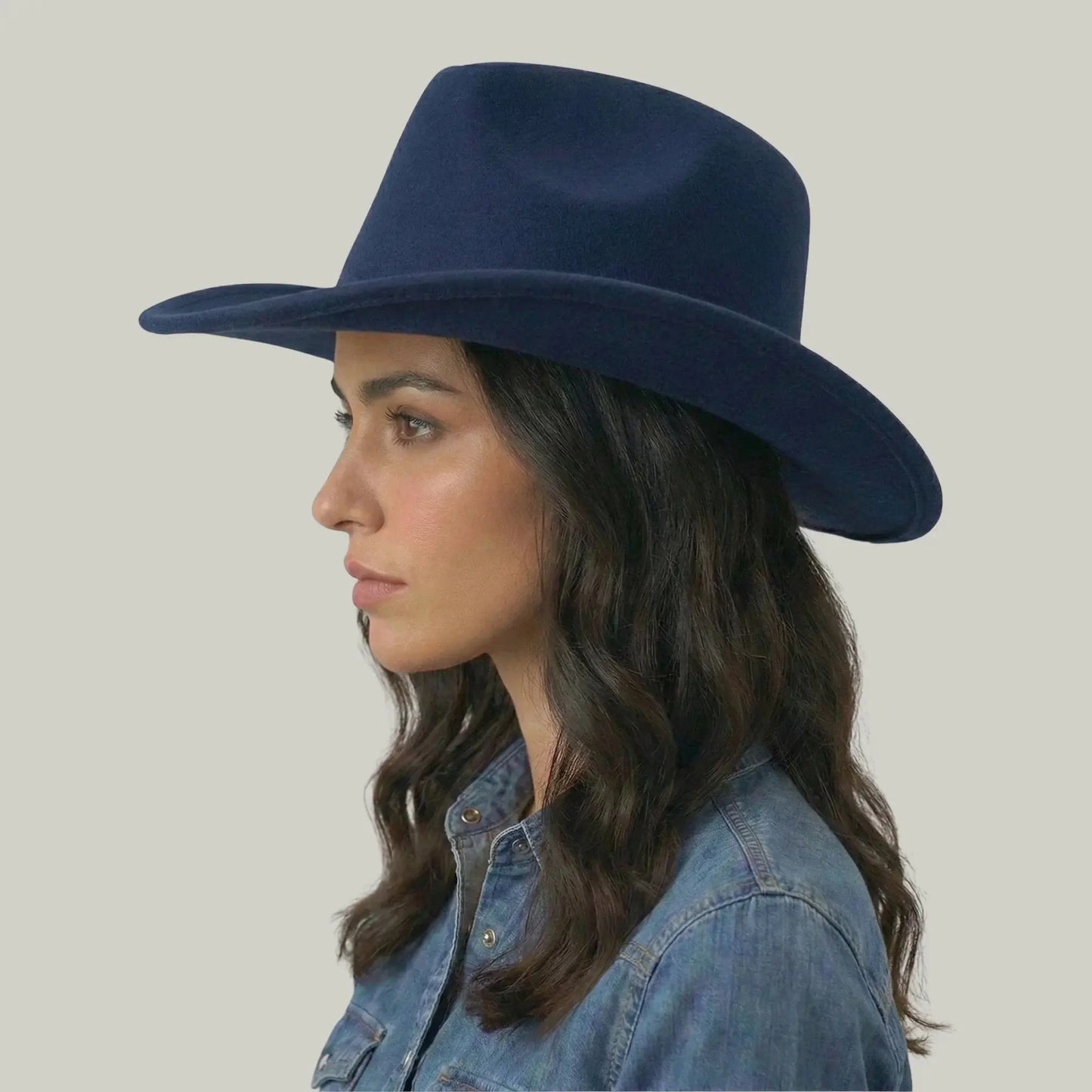 Chapeau Cowboy Bleu Nuit Mixte Uni Feutre Maison Shelby