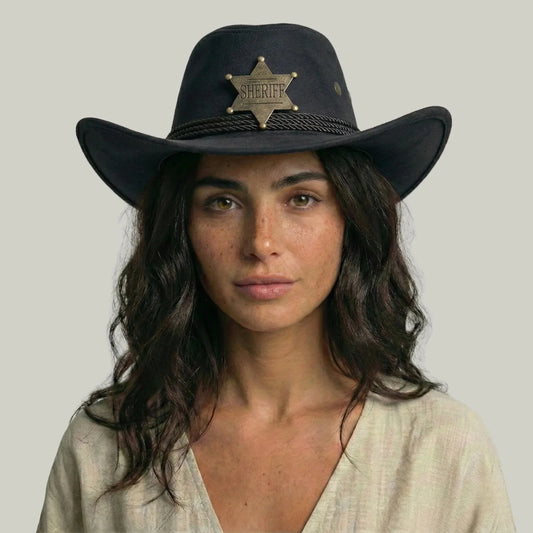 Chapeau Cowboy Noir Femme Feutre Étoile Shérif Maison Shelby