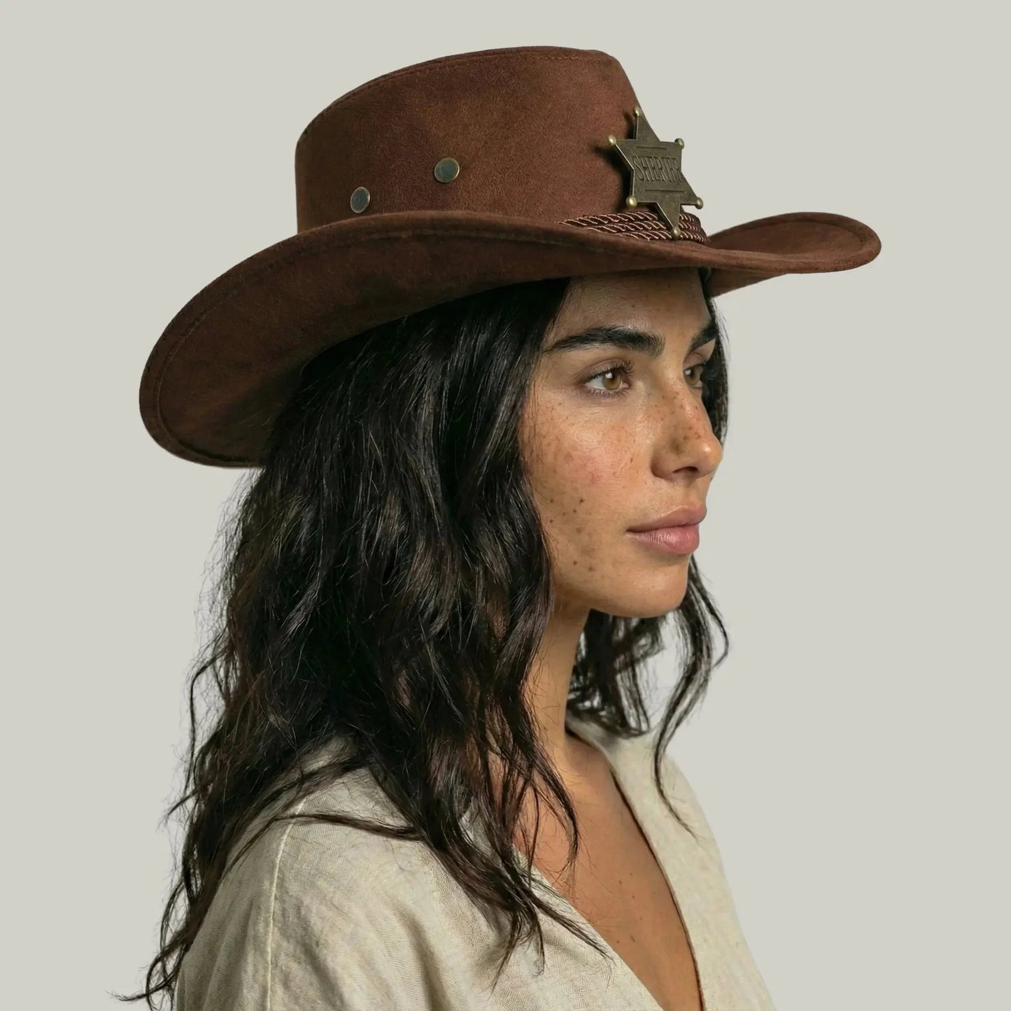 Chapeau Cowboy Terracotta Femme Feutre Étoile Shérif Maison Shelby