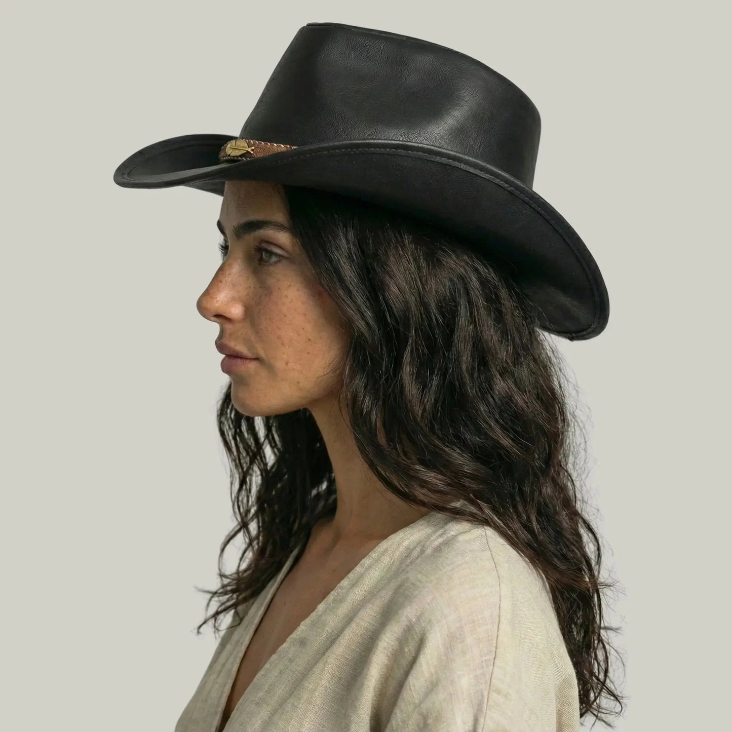 Chapeau de Cowboy Noir – Cordon Tressé Multicolore Texas Maison Shelby