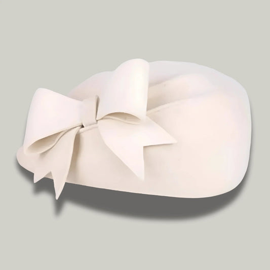 Béret Femme Blanc à Noeud