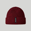 Bonnet Côtelé Mixte Bordeaux Revers Étiquette Tissée