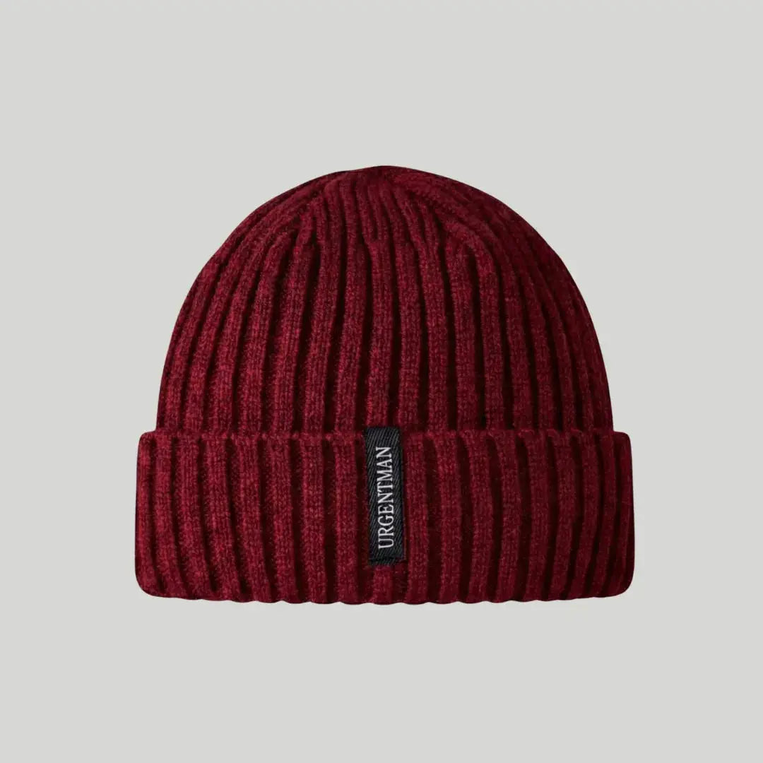 Bonnet Côtelé Mixte Bordeaux Revers Étiquette Tissée Maison Shelby