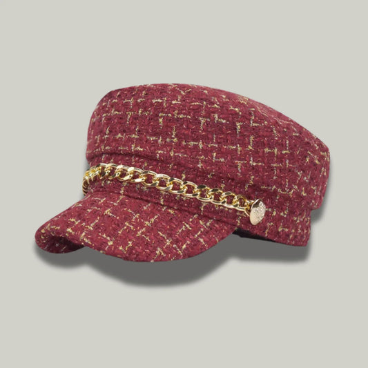 Béret Gavroche Femme Rouge Chaine