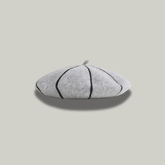 Béret Femme Gris à Rayure