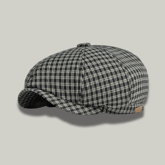 Béret Gavroche Homme Noir à Carreaux