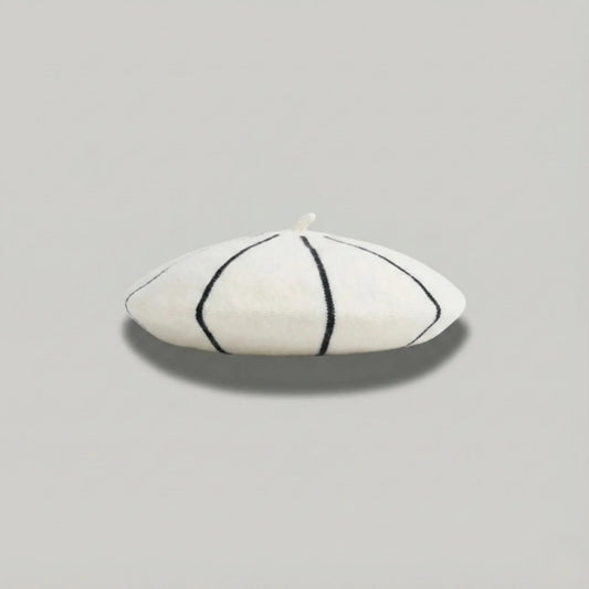 Béret Femme Blanc à Rayure