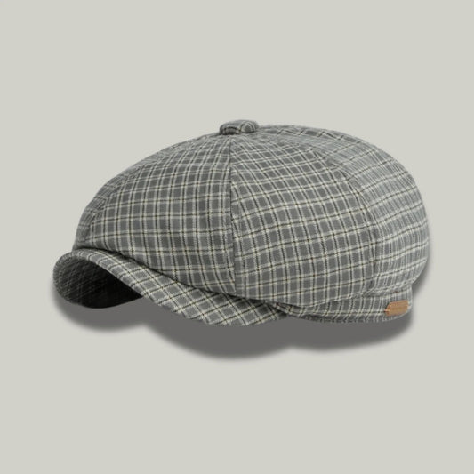 Béret Gavroche Homme Gris à Carreaux