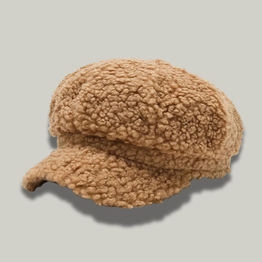 Béret Gavroche Femme Marron à Fourrure