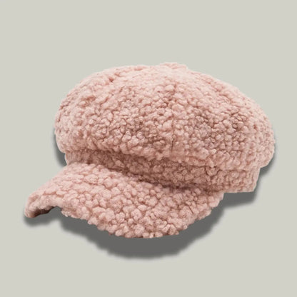 Béret Gavroche Femme Sherpa Rose Poudré Moelleux Maison Shelby