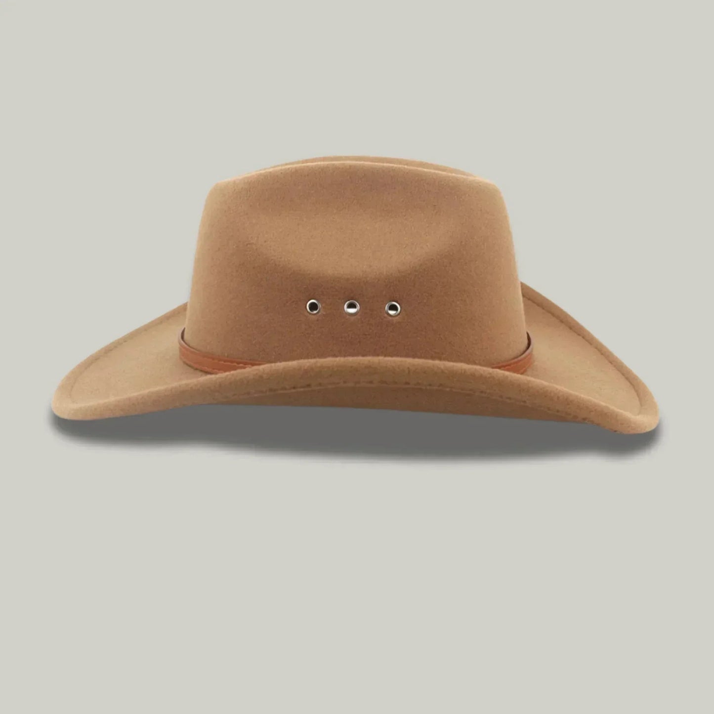 Chapeau Cowboy Noisette Homme Feutre Bandeau Cuir Cognac