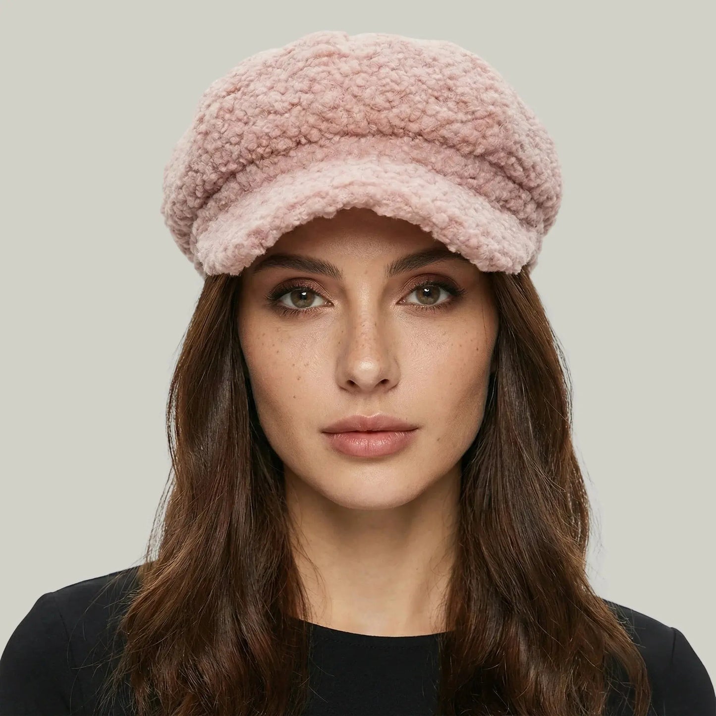 Béret Gavroche Femme Sherpa Rose Poudré Moelleux Maison Shelby