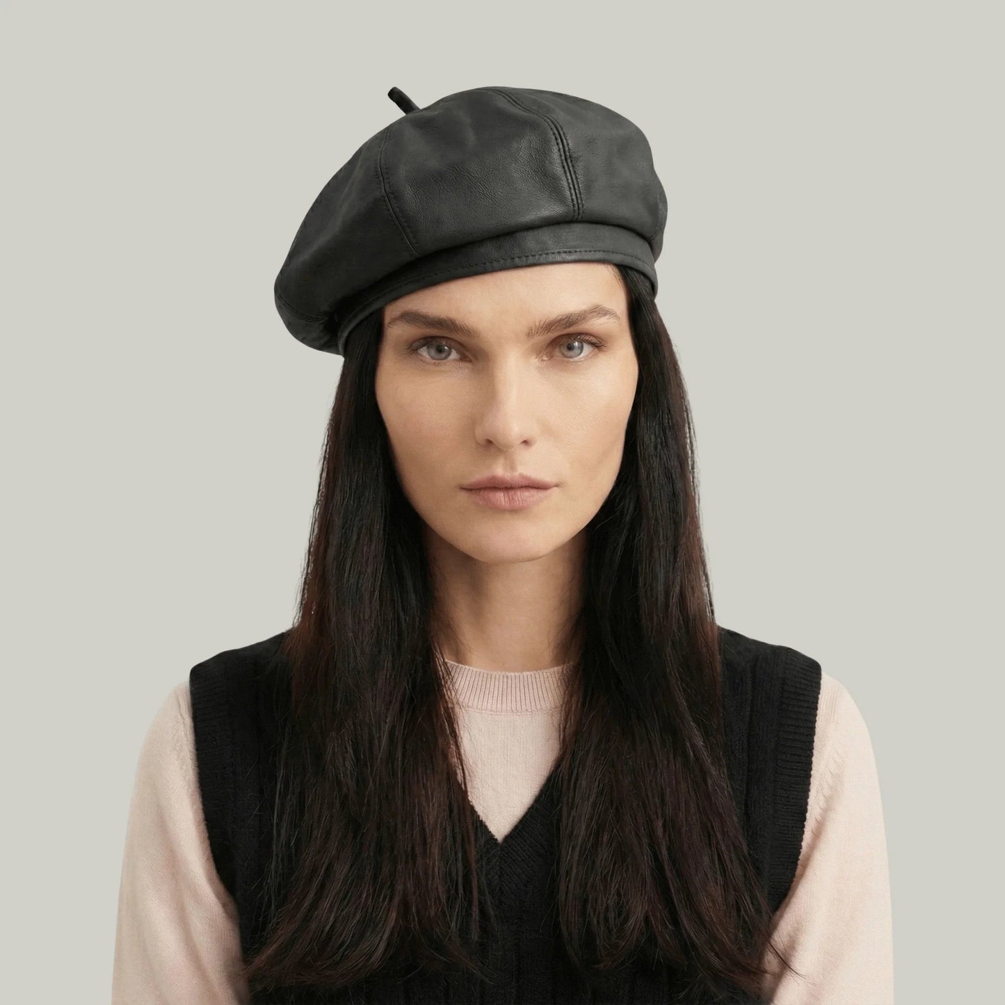 Béret Basque Femme Noir Brillant