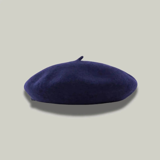 Béret Basque Femme Laine Bleu Marine Uni Classique Maison Shelby