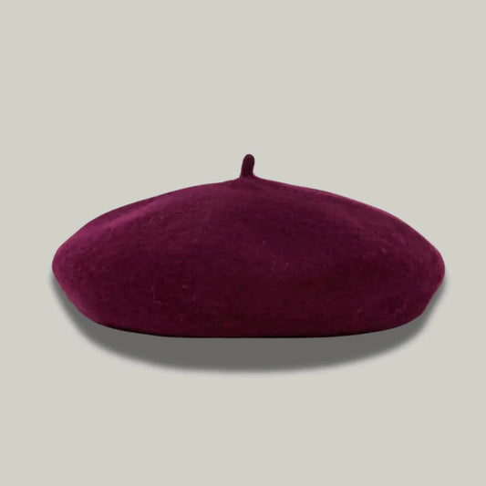 Béret Basque Femme Laine Bordeaux Uni Classique Maison Shelby