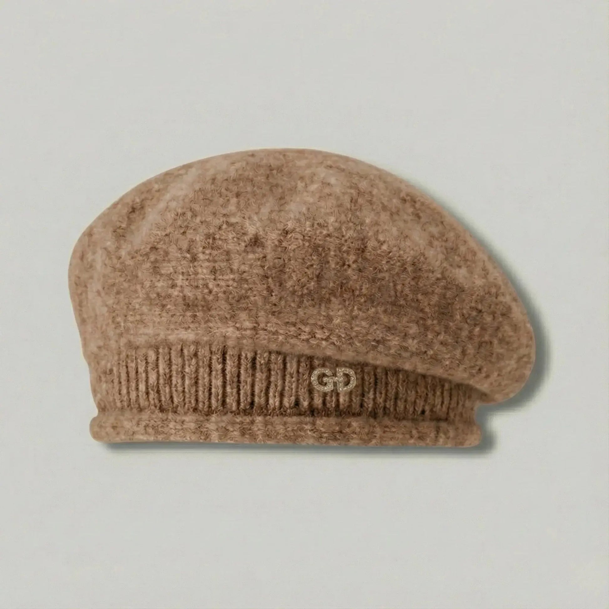 Béret Basque Femme Laine Camel Chiné Logo Brodé Maison Shelby