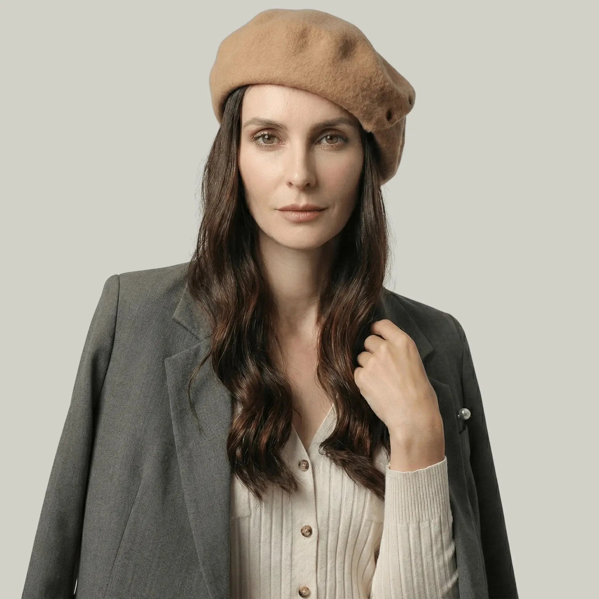 Béret Basque Femme Laine Camel Doré Chic Maison Shelby
