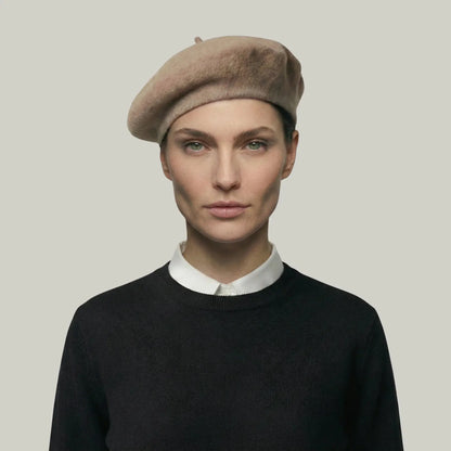 Béret Basque Femme Laine Camel Uni Classique Maison Shelby