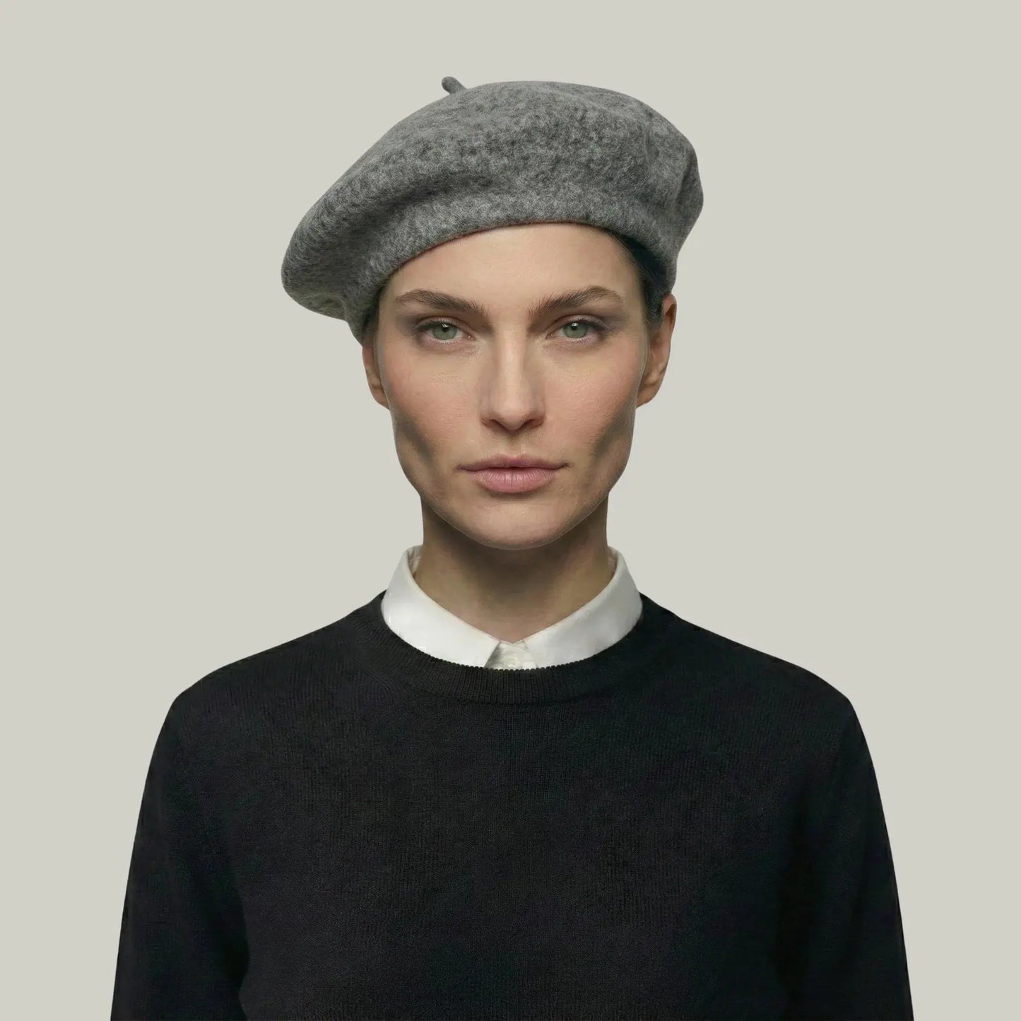 Béret Basque Femme Laine Gris Chiné Souple Maison Shelby