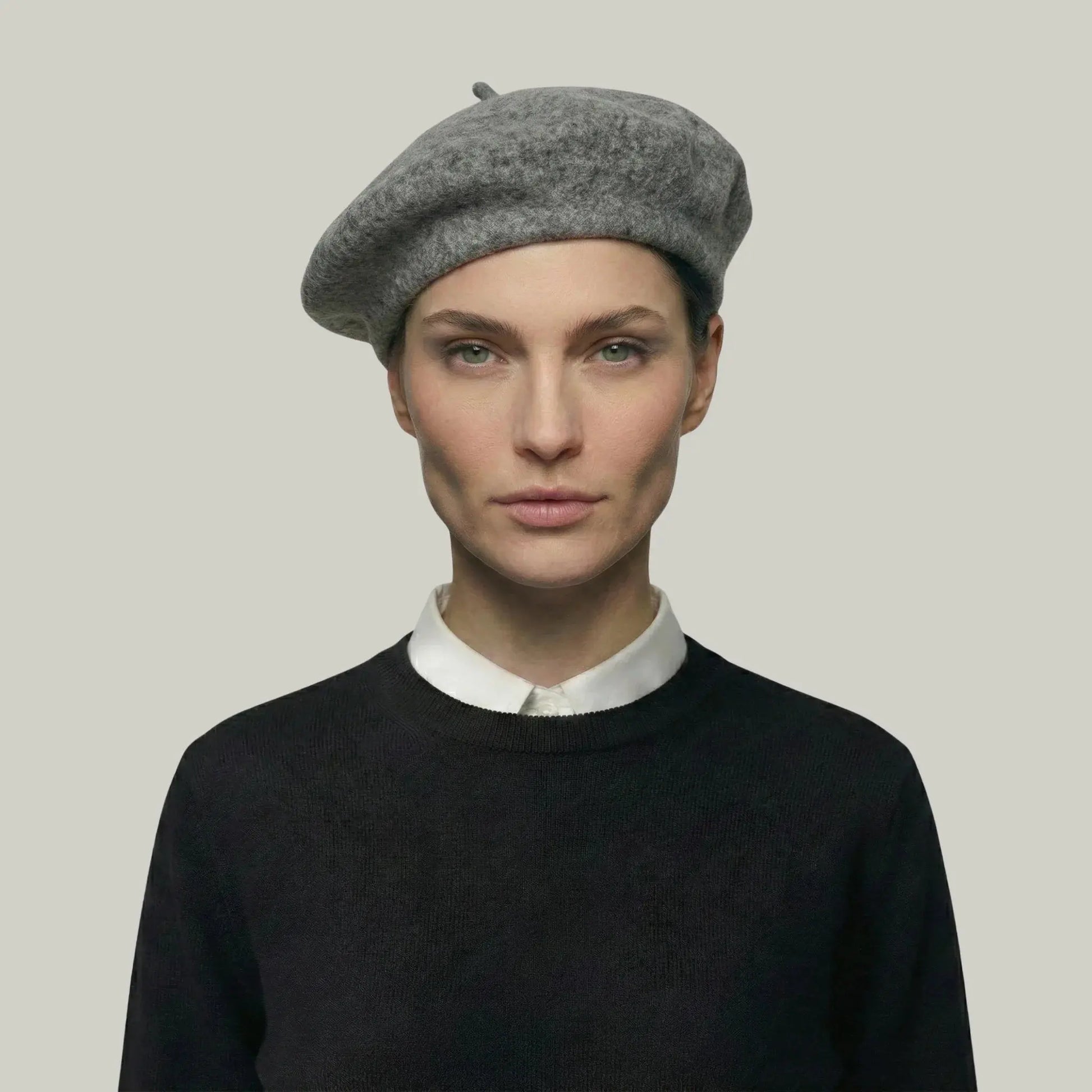 Béret Basque Femme Laine Gris Chiné Souple Maison Shelby