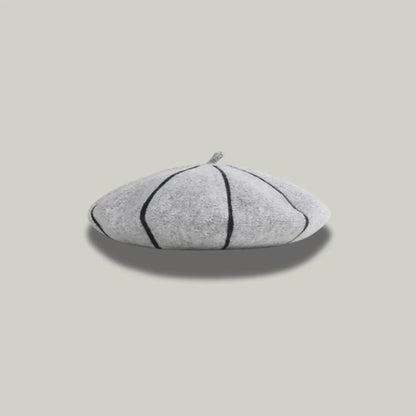 Béret Basque Femme Laine Gris Clair Coutures Apparentes Maison Shelby