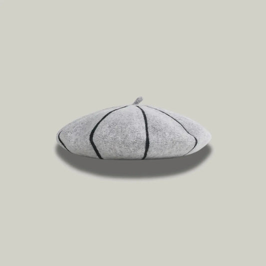 Béret Basque Femme Laine Gris Clair Coutures Apparentes Maison Shelby