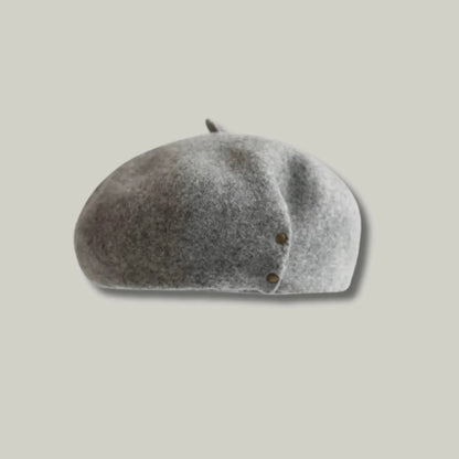Béret Basque Femme Laine Gris Clair Rivet Doré Maison Shelby