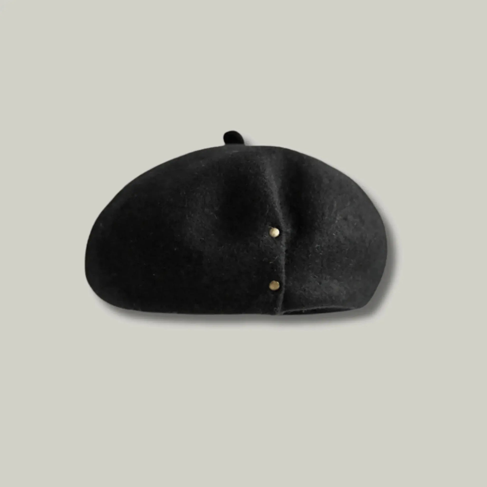 Béret Basque Femme Laine Noir Rivets Dorés Maison Shelby