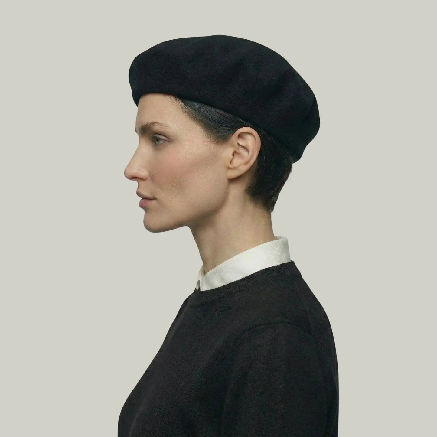 Béret Basque Femme Laine Noir Uni Intemporel Maison Shelby