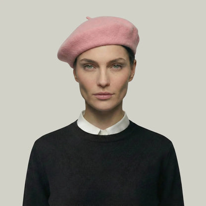 Béret Basque Femme Laine Rose Bonbon Uni Souple Maison Shelby