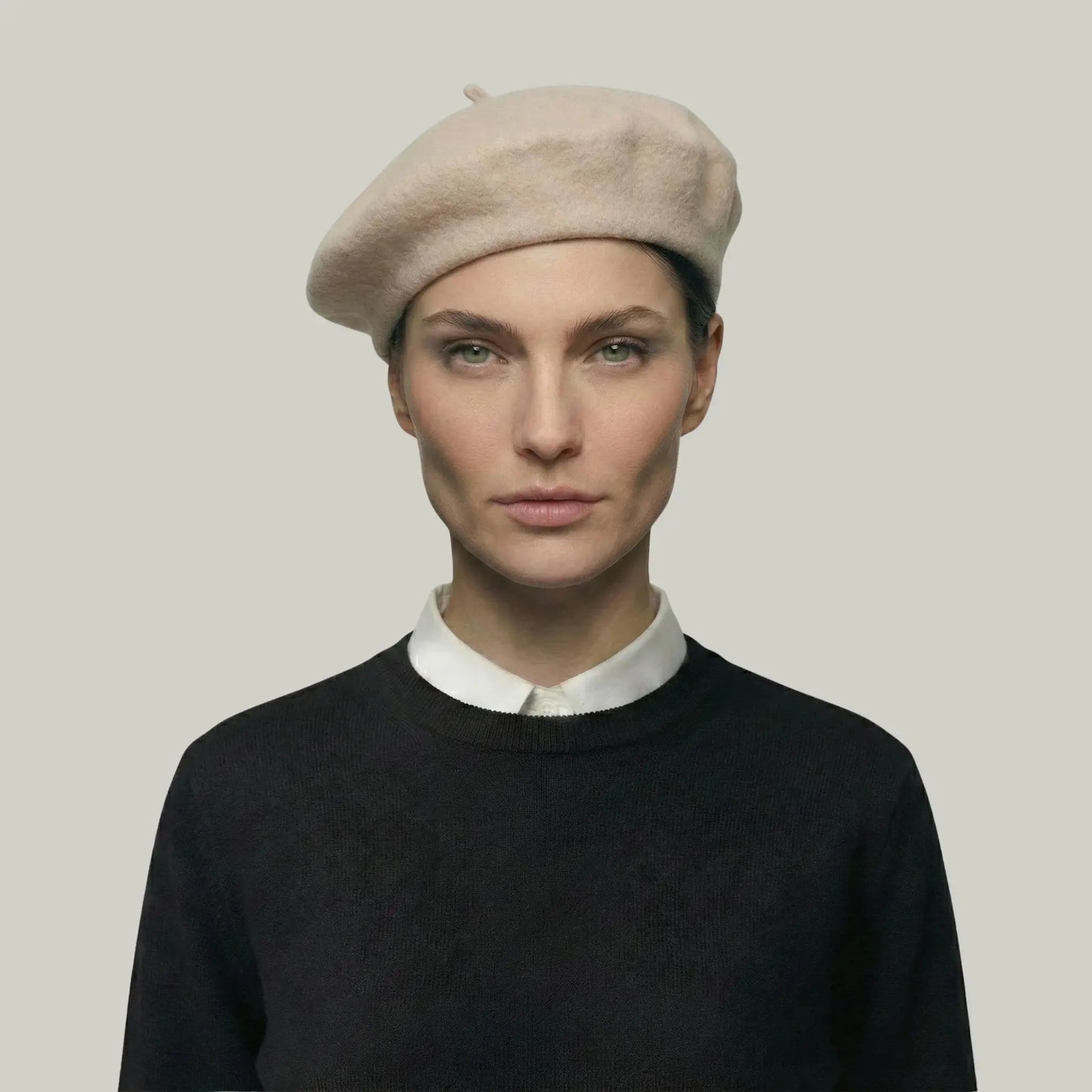 Béret Basque Femme Laine Rose Poudré Uni Souple Maison Shelby