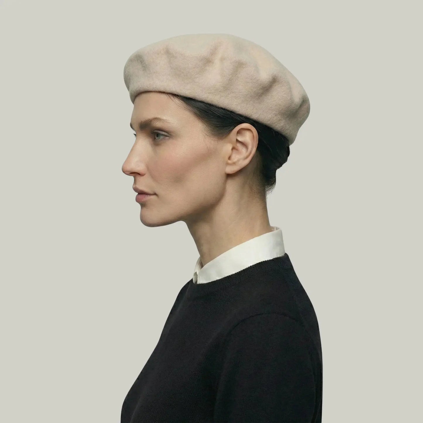 Béret Basque Femme Laine Rose Poudré Uni Souple Maison Shelby