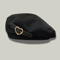 Béret Basque Femme Noir Boucle Cœur Dorée