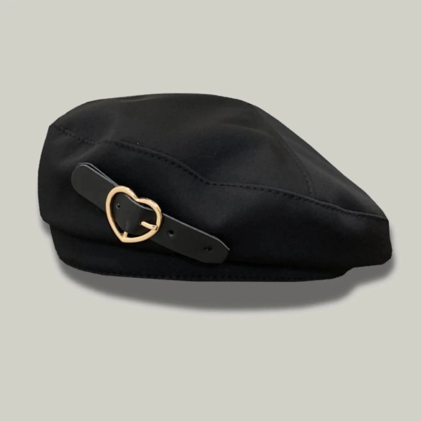 Béret Basque Femme Noir Boucle Cœur Dorée Maison Shelby