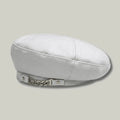 Béret Basque Femme Simili Cuir Blanc Chaîne Argentée
