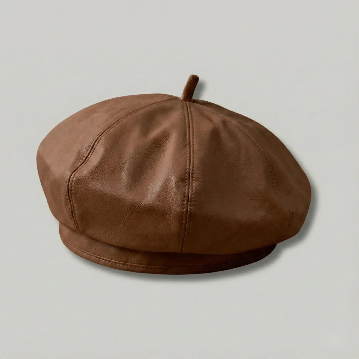 Béret Basque Femme Simili Cuir Cognac Brillant Maison Shelby