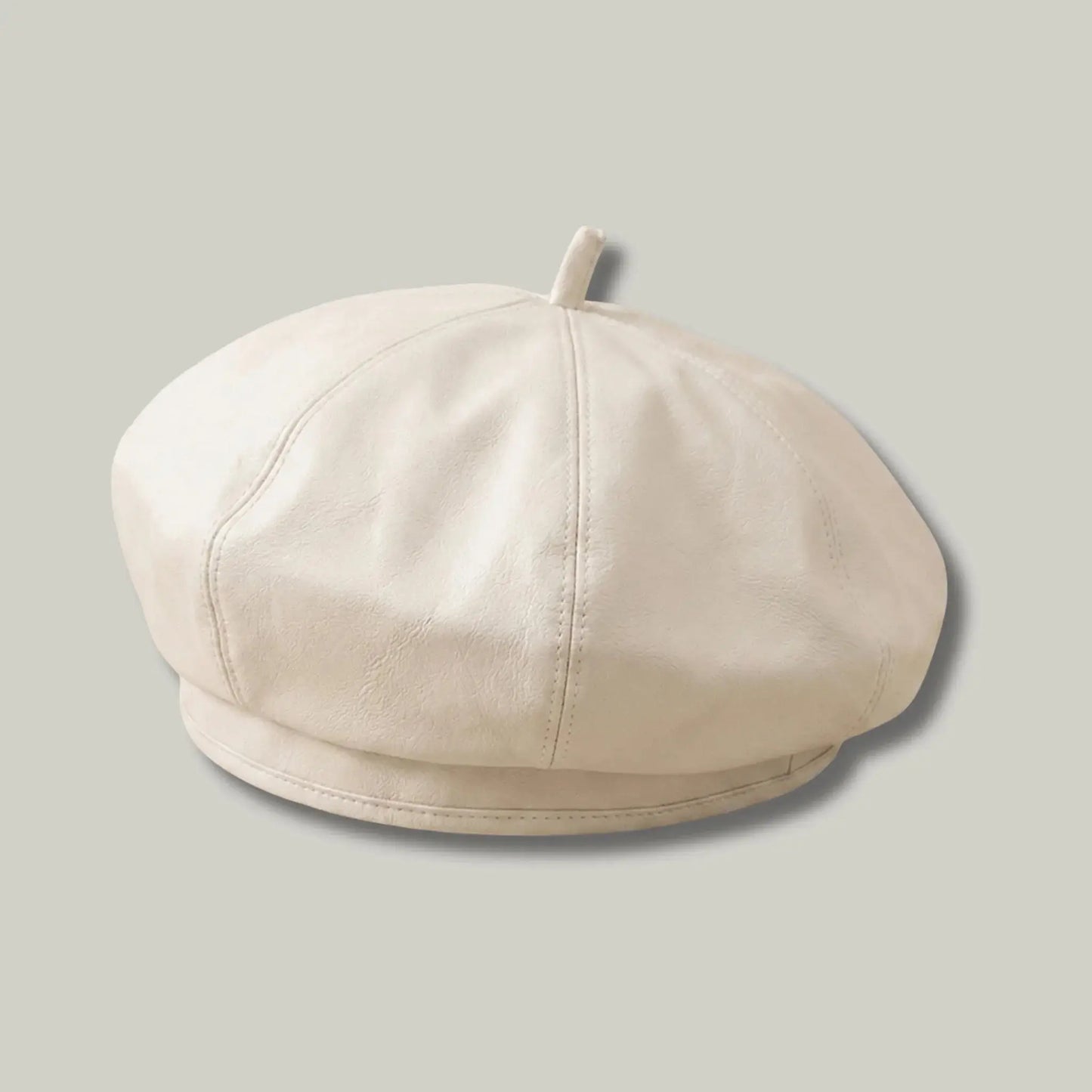 Béret Basque Femme Simili Cuir Écru Brillant Maison Shelby