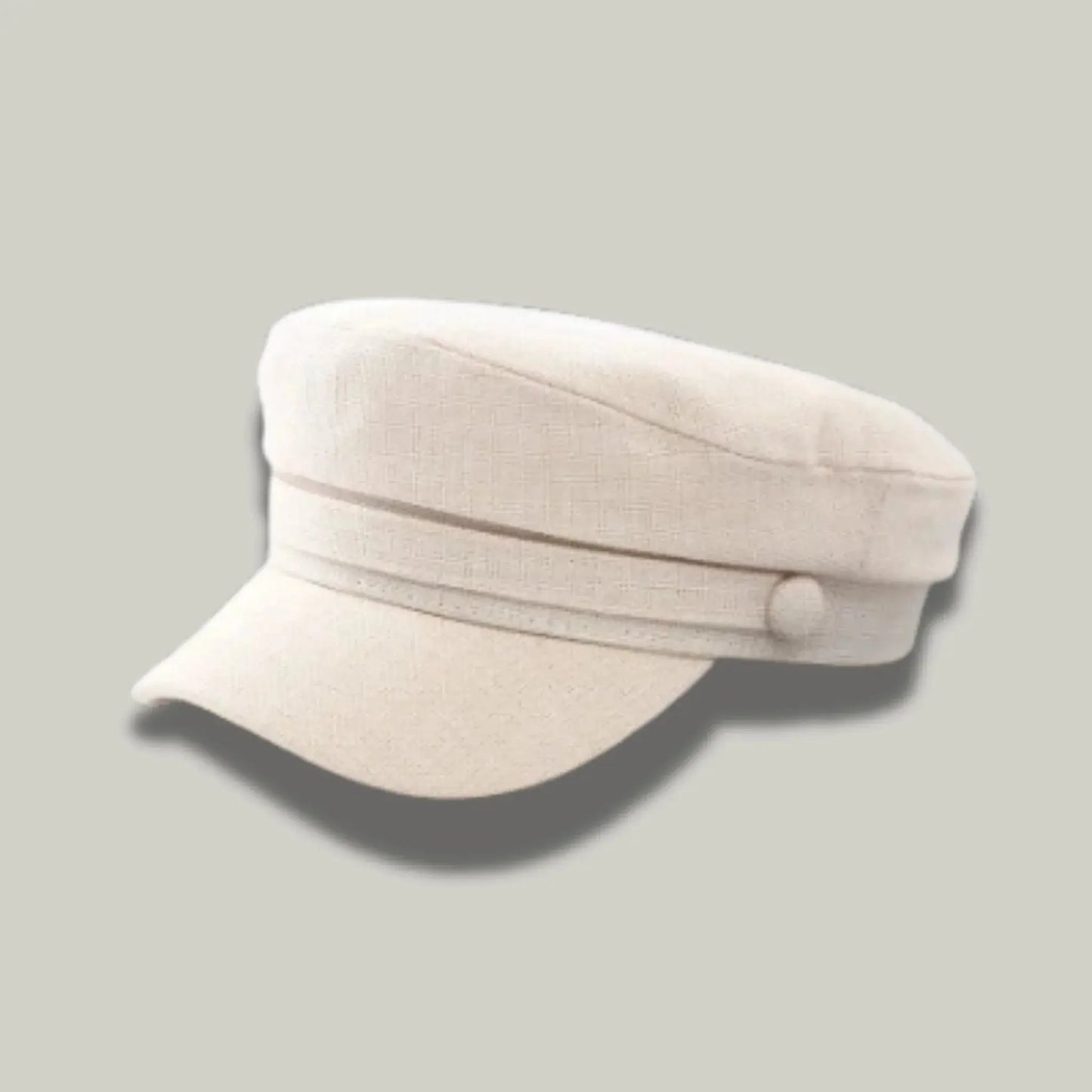 Béret Gavroche Femme Lin Écru Bouton Visière Plate Maison Shelby